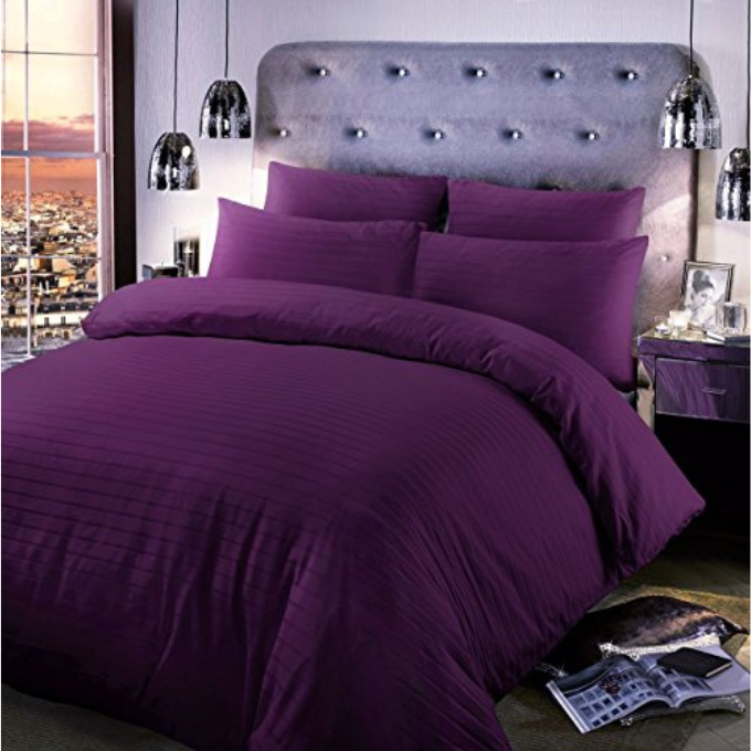 Relax Collection Microfibre Duvet Cover Set With Pilow Cases - Purple