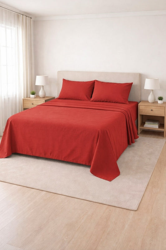 Poly Cotton Flat Sheet-Red