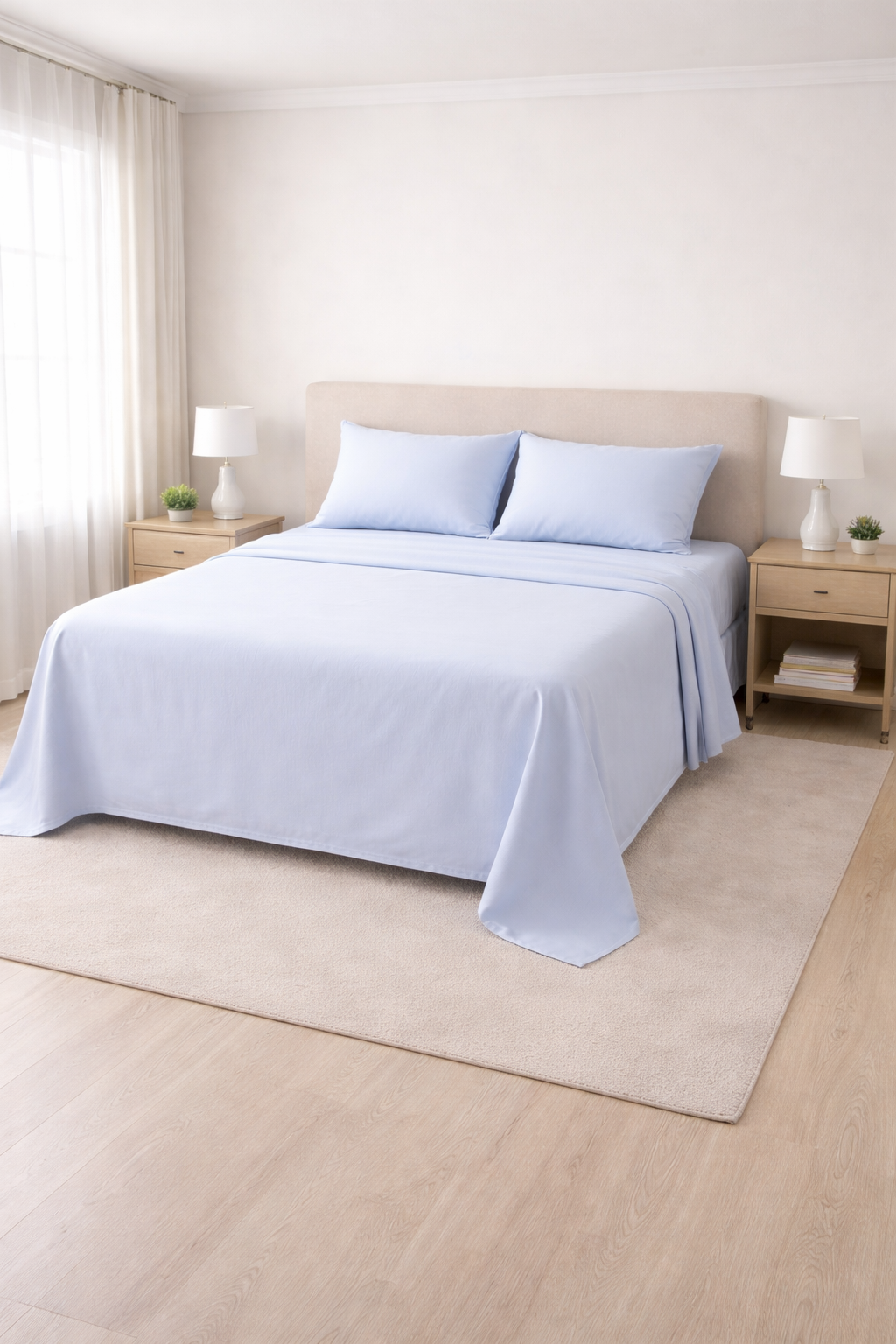 Poly Cotton Flat Sheet-Sky Blue