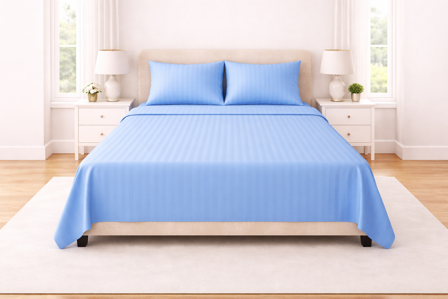 Microfibre Stripe Flat Sheet