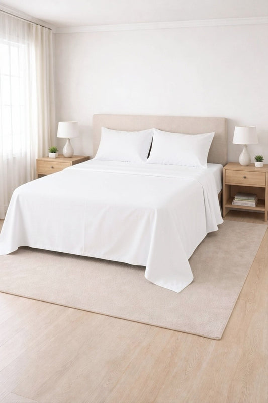 Poly Cotton Flat Sheet-White