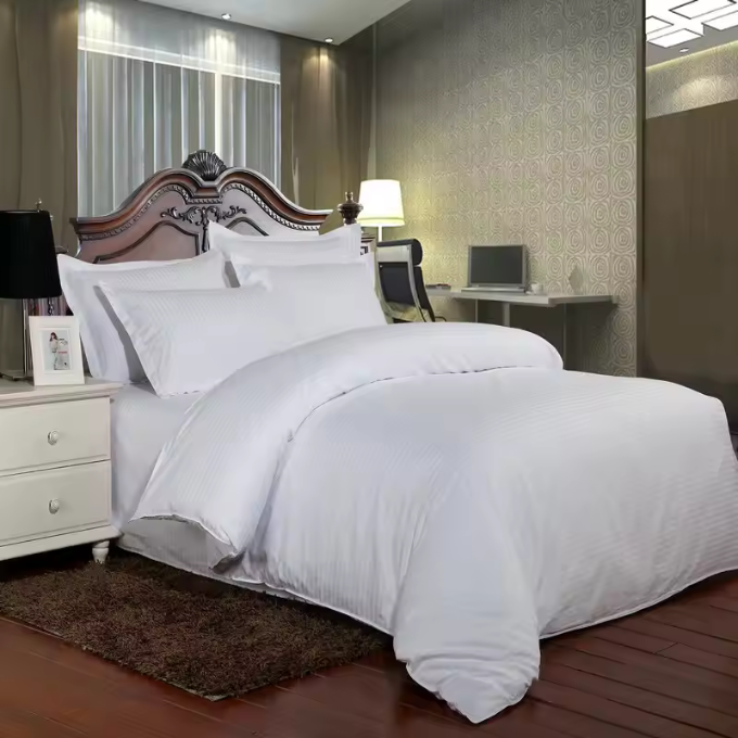 Microfibre Stripe Duvet Cover Set With Pillow Cases