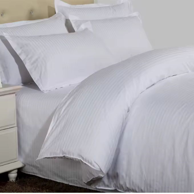 Relax Collection Satin Stripe Microfibre Duvet Cover Set With Pillow Cases - White