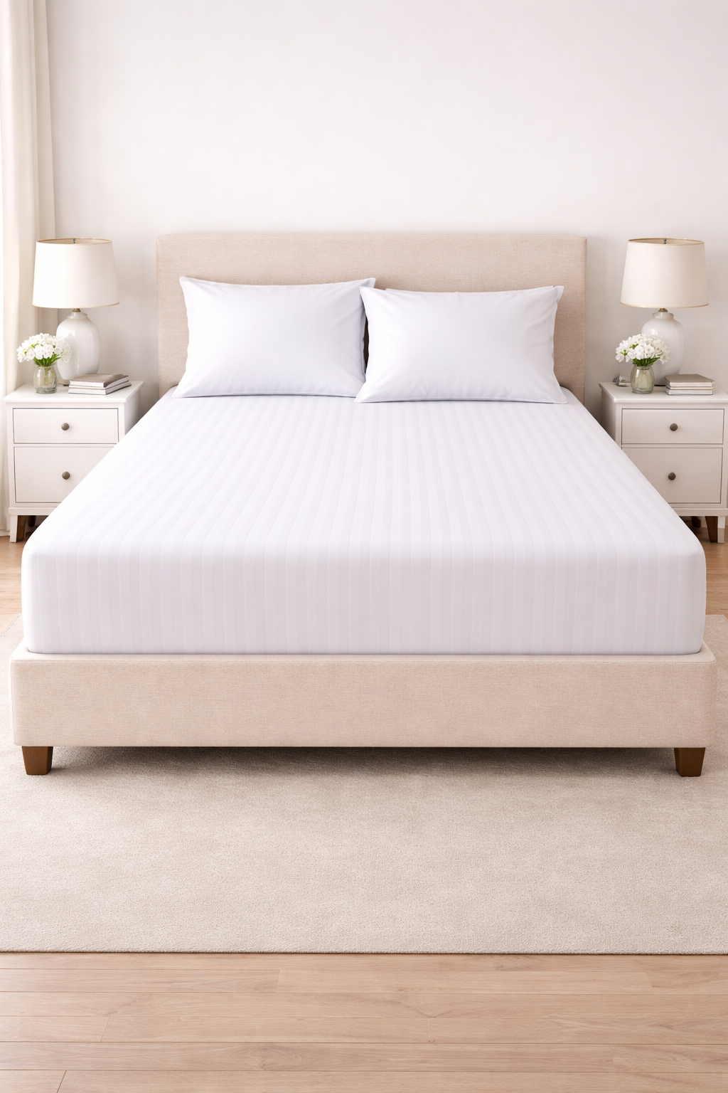 Microfibre Stripe Fitted Sheets
