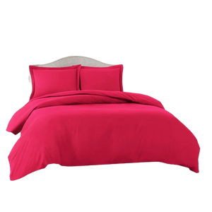 Poly Cotton Duvet Cover set with pillow cases-Cerise Pink