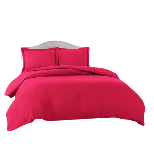 Poly Cotton Duvet Cover set with pillow cases-Cerise Pink