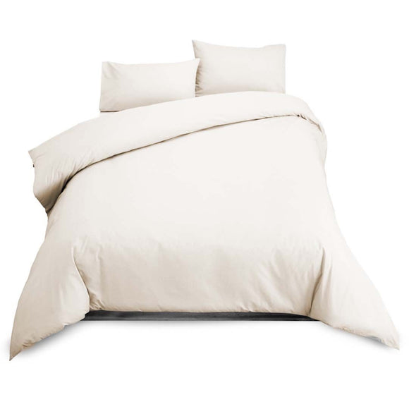 100 % Cotton Percale 200 Thread Count Duvet cover set with pillow-cases Cream