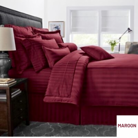 Relax Collection Satin Stripe Microfibre Duvet Cover - Maroon