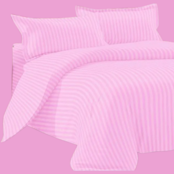 Relax Collection Satin Stripe Microfibre Duvet Cover - Pink