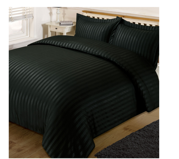 Relax Collection Satin Stripe Microfibre Duvet Cover - Black