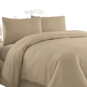 Poly Cotton Duvet Cover set with pillow cases-Beige