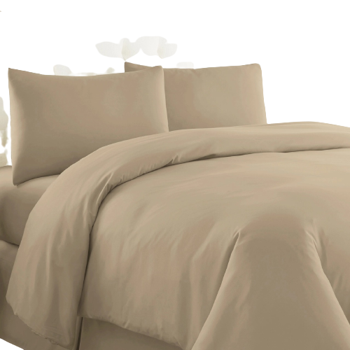 Poly Cotton Duvet Cover set with pillow cases-Beige