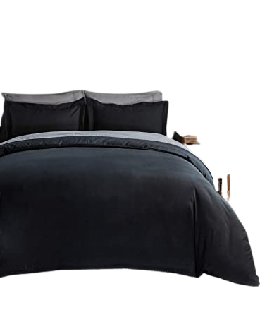 Poly Cotton Duvet Cover set with pillow cases-Black