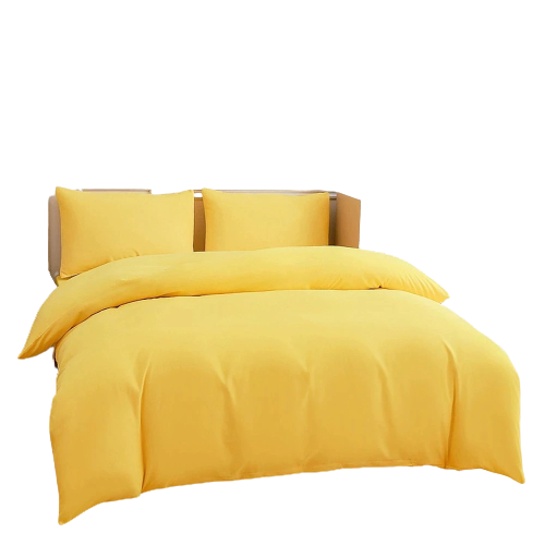 Poly Cotton Duvet Cover set with pillow cases-Butter Cup