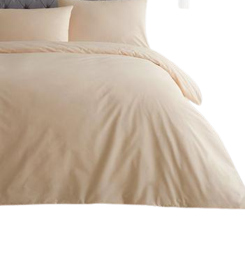 Poly Cotton Duvet Cover set with pillow cases-Cream