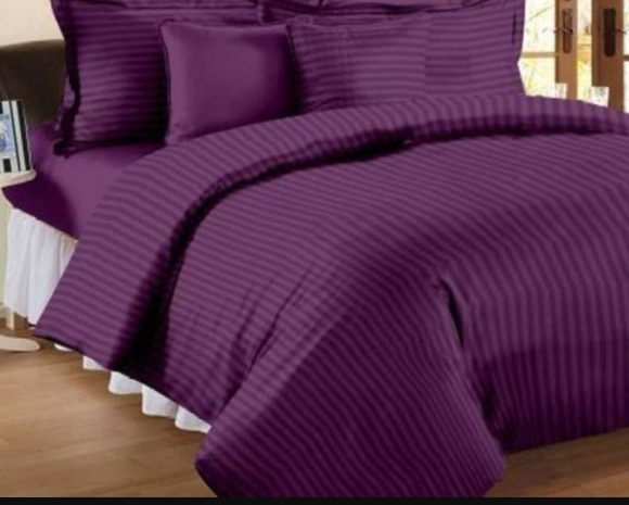 Relax Collection Satin Stripe Microfibre Duvet Cover - Purple
