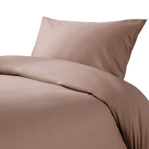 Poly Cotton Duvet Cover set with pillow cases-Mocha