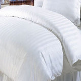Relax Collection Satin Stripe Microfibre Duvet Cover Set With Pillow Cases - White