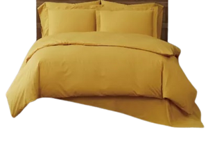 Poly Cotton Duvet Cover set with pillow cases-Yellow